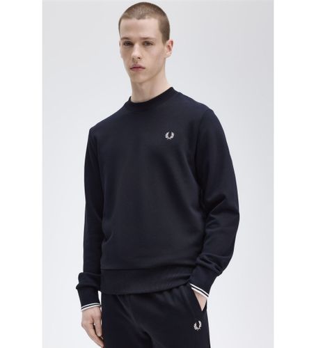 Til mænd. M7535 Navy sweatshirt med rund hals (L), Casual, Bomuld, Blå - Fred Perry - Modalova