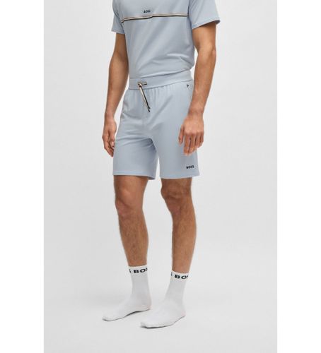Til mænd. 50515394 Pyjamasshorts i stretchbomuld med blåt logoprint (L), Afslappet - BOSS - Modalova