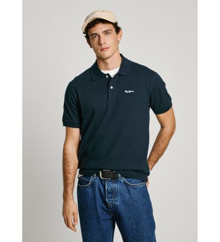 Til mænd. PM542298 Essential navy polo shirt (L), Casual, Bomuld, Korte ærmer, Bæredygtig, Blå - Pepe Jeans - Modalova