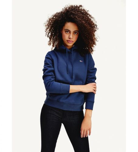 Til kvinder. DW0DW09228 Regular Sweatshirt med hætte og fløjlsfoer i Navy (XXS), Casual, Lange ærmer, Økologisk bomuld, Bæredygti - Tommy Jeans - Modalova