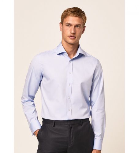 Til mænd. HM308676 Pinpoint DC Shirt (157), Casual, Bomuld, Lange ærmer - Hackett London - Modalova