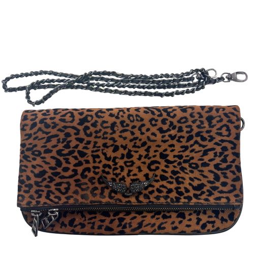 Sac Rock motif léopard Marron Cuir suede - Zadig & Voltaire - Modalova