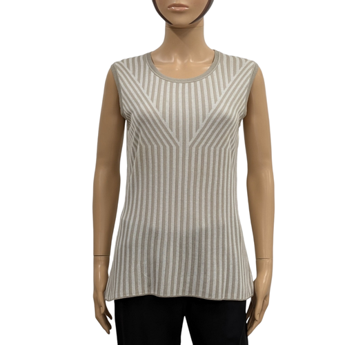 Pull débardeur T L en maille fine à rayures beiges - Hugo Boss - Modalova