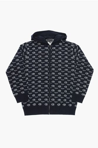 EMPORIO Virgin Wool Sweater with Hood and Zip Closure Größe 10 Y - Armani Junior - Modalova