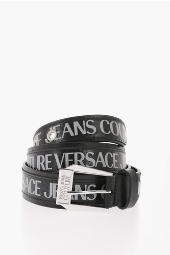 JEANS COUTURE Saffiano Leather Belt with Printed Logo 35mm size 90 - Versace - Modalova