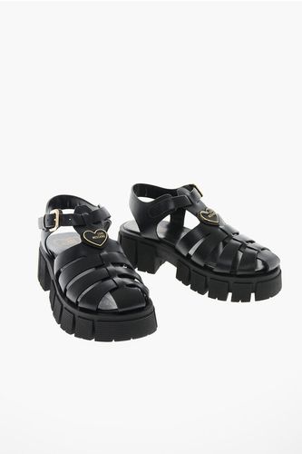 LOVE TASSEL60 Cut-Out Leather Sandals with Decorative Heart size 38 - Moschino - Modalova