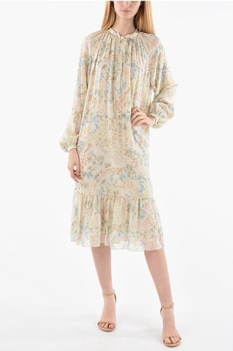 Silk-chiffon Midi Dress in Floral Motif with Bottom Ruffle size 44 - Celine - Modalova