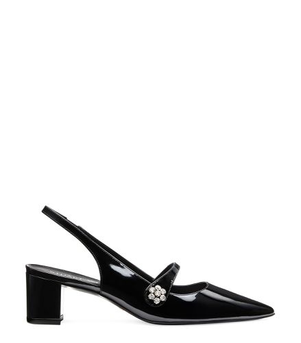 CRYSTAL FLEUR 50 BLOCK SLINGBACK, LEATHER SLINGBACK, , PATENT - Stuart Weitzman - Modalova