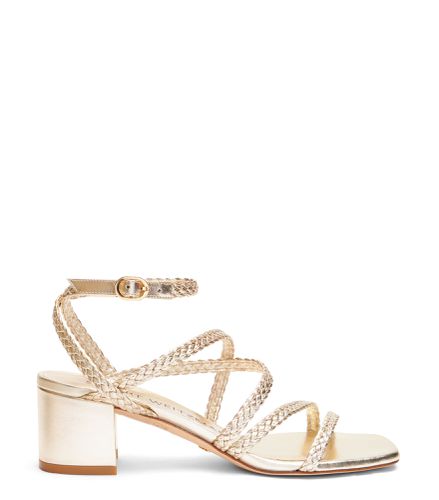 WOVETTE 50 ANKLE-STRAP SANDAL, SANDALS, , METALLIC WOVEN - Stuart Weitzman - Modalova