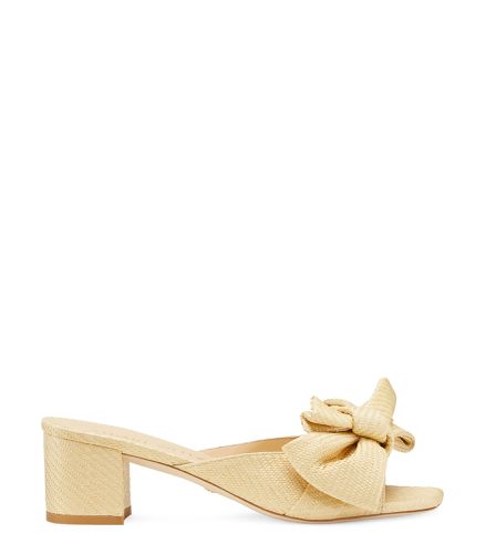 LOVEKNOT 50 BLOCK SLIDE, heel sandals, , RAFFIA - Stuart Weitzman - Modalova