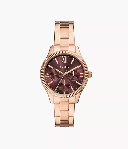 Uhr Rye Multifunktion Edelstahl roségoldfarben - Fossil Outlet - Modalova