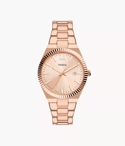 Uhr Scarlette 3-Zeiger-Werk Datum Edelstahl roségoldfarben - Fossil - Modalova