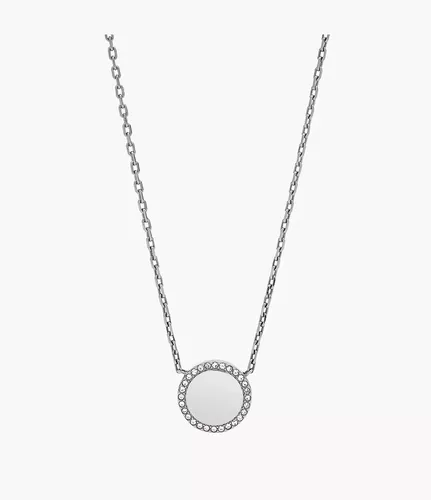 Halskette Pavé Disc Stainless Steel Necklace - Fossil Outlet - Modalova