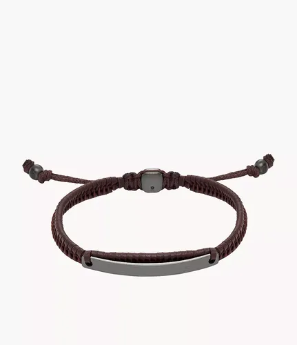 Armband Elliott Namensplakette Leder braun - Braunes Leder - Fossil Outlet - Modalova