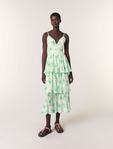 Robe Longue Imprimée À Volants - Vert - Maje - Modalova