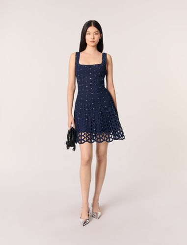 Robe Courte En Crochet Strassée - Bleu - Maje - Modalova