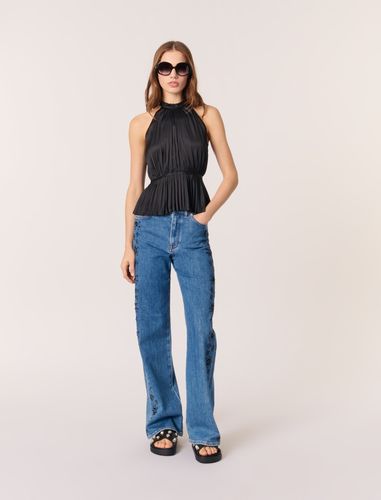 Top Satiné Plissé - Noir - Maje - Maje - Modalova