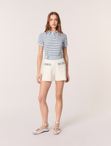 Short En Maille Et Galons Denim - Blanc - Maje - Modalova