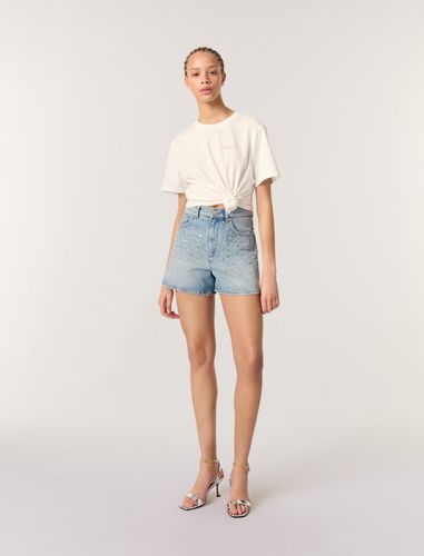 Short En Denim À Studs - Maje - Modalova