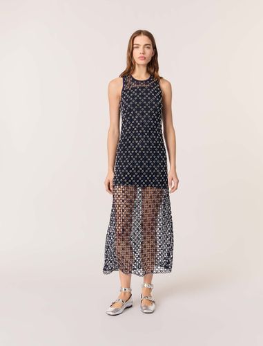 Robe Longue En Crochet Avec Perles - Bleu - Maje - Modalova