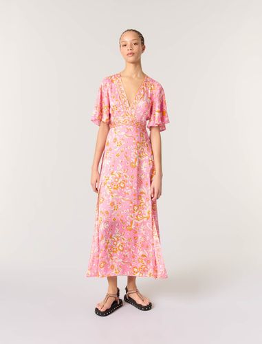 Robe Longue Fluide Imprimée - Orange - Maje - Modalova
