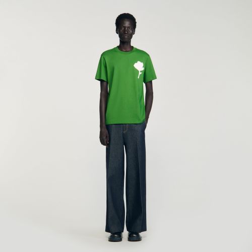 T-shirt à patch fleur - Sandro Paris - Modalova