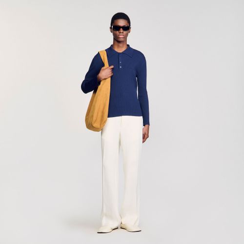 Polo en maille côtelée - Sandro Paris - Modalova
