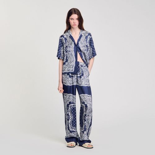 Pantalon fluide à imprimé bandana - Sandro Paris - Modalova