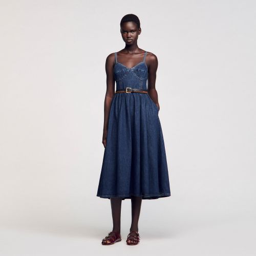 Robe midi en jean - Sandro Paris - Modalova