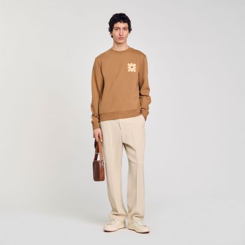 Sweatshirt à patch fleur - Sandro Paris - Modalova