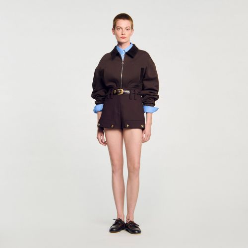 Sweatshirt court bi matière - Sandro Paris - Modalova