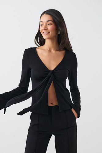 Tie front long sleeve top - Gina Tricot - Modalova