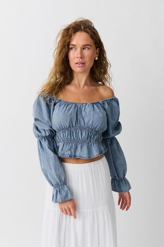 Puff sleeve denim blouse - Gina Tricot - Modalova