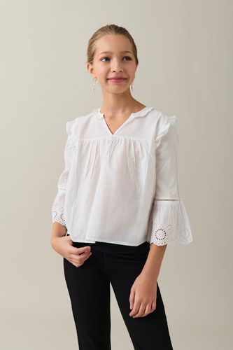 Y frill sleeve blouse - Gina Tricot - Modalova