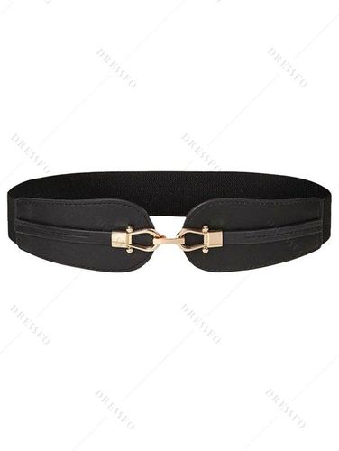 Fashion Women's Female Wide Waistband Simple Metal Buckle Belt Elastic Band Cinch Waist Belt Accessories - DressLily.com - Modalova