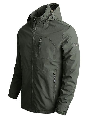 Men Jackets Coat Embroidery Zipper Pocket Hooded Jacket Clothing Online Xs - DressLily.com - Modalova
