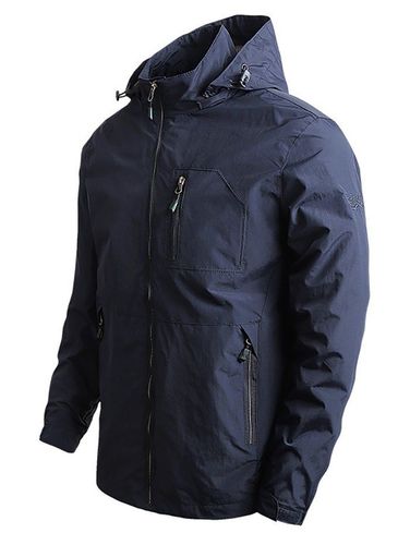 Men Jackets Coat Embroidery Zipper Pocket Hooded Jacket Clothing Online Xs - DressLily.com - Modalova