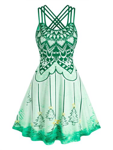 Fashion Women Christmas Tree Print Strappy Mini Dress Clothing Online - DressLily.com - Modalova