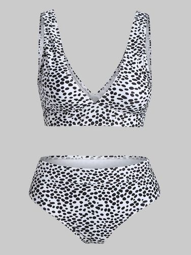 Dresslily Women Dalmatian Print Padded Bikini Set Swimsuit S - DressLily.com - Modalova