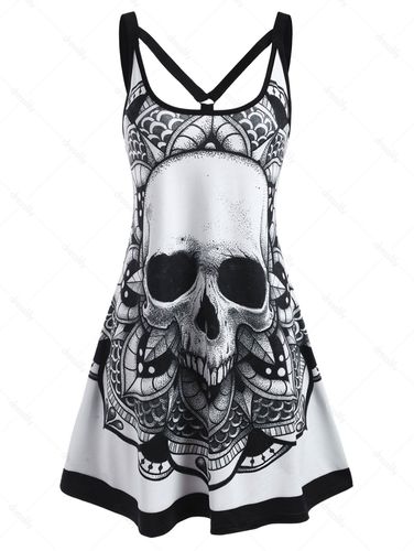 Summer Gothic Skull Flower O Ring Strappy Tank Dress - DressLily.com - Modalova