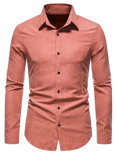 Men Shirt Formal Shirt Plain Color Turn Down Collar Long Sleeves Button-up Shirt Clothing Online M - DressLily.com - Modalova