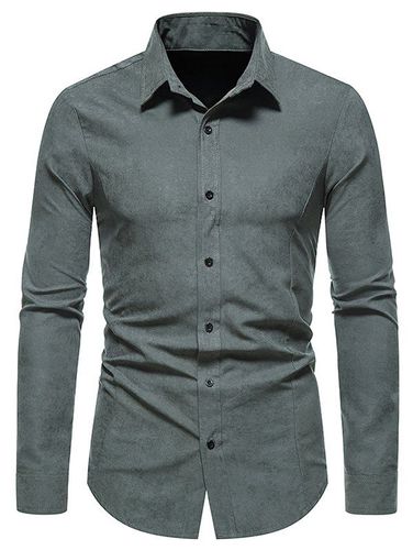 Men Shirt Formal Shirt Plain Color Turn Down Collar Long Sleeves Button-up Shirt Clothing Online Xxl - DressLily.com - Modalova