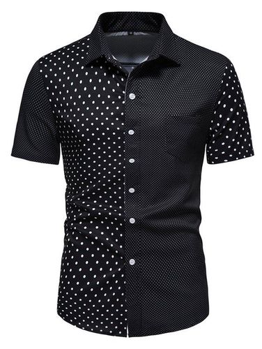 Clothing Online Casual Shirt Polka Dot Print Front Pocket Turn Down Collar Short Sleeve Summer Button Up Shirt Xl - DressLily.com - Modalova