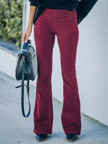 Women Plain Color Flare Pants High Waist Zipper Fly Patch Pocket Long Pants Clothing 2xl - DressLily.com - Modalova