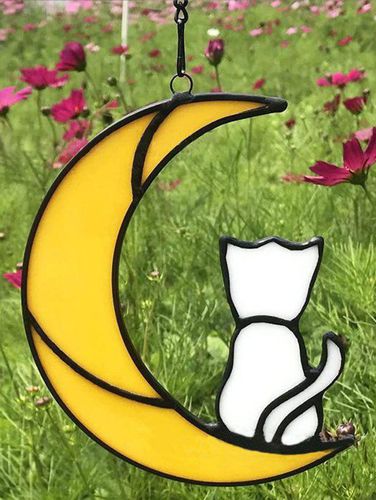 Cute Moon Cat Print Acrylic Home Decor Fashion Online - DressLily.com - Modalova