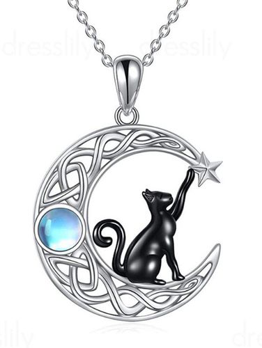 Fashion Women Rhinestone Moon Cat Star Pendant Chain Necklace Jewelry Online - DressLily.com - Modalova
