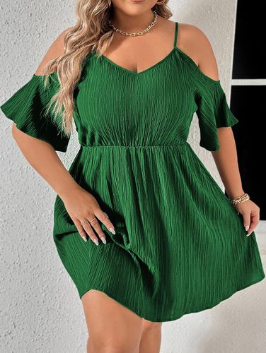 Dresslily WomenFRDresslily Plus Size Crinkle Dress Cold Shoulder Adjustable Spaghetti Strap Flowy Mini Dress Clothing Online 1xl - DressLily.com - Modalova