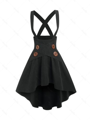 Women Mock Button High-low Suspender Skirt Clothing Xl - DressLily.com - Modalova