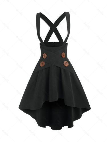 Women Mock Button High-low Suspender Skirt Clothing Xxl - DressLily.com - Modalova