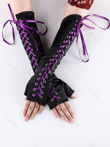 Affordable Men's Gloves Halloween Gothic Lace Up Fingerless Gloves - DressLily.com - Modalova